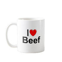 I Love (Heart) Beef Coffee Mugs