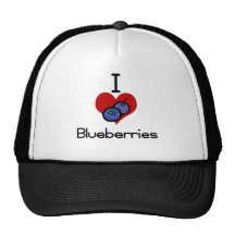 I love-heart blueberries trucker hats