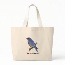 I Love (heart) Bluebirds Tote Bags