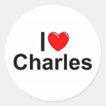 I Love (Heart) Charles Round Sticker