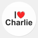 I Love (Heart) Charlie Round Stickers