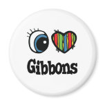 I Love (Heart) Gibbons magnets