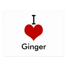 I Love (heart) Ginger Postcard