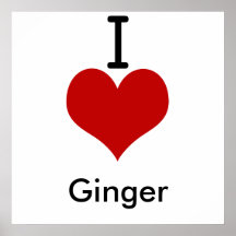 I Love (heart) Ginger Print