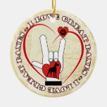I LOVE HEART GREAT DANES CHRISTMAS ORNAMENT ASL