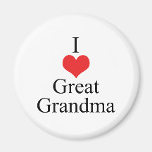 I Love (Heart) Great Grandma Fridge Magnet
