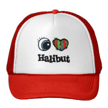 I Love (Heart) Halibuts Mesh Hats