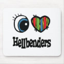 I Love (Heart) Hellbenders mousepads