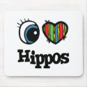 I Love (Heart) Hippos mousepads