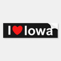 I Love (Heart) Iowa Bumper Stickers