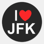 I Love (Heart) JFK Round Stickers