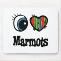 I Love (Heart) Marmots mousepads