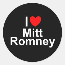 I Love (Heart) Mitt Romney Round Sticker