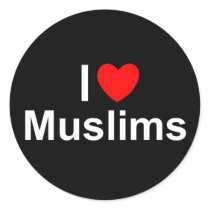 I Love (Heart) Muslims Round Stickers
