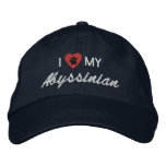 I Love (Heart) My Abyssinian Pawprint embroidered hats