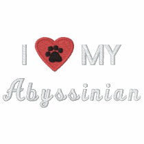 I Love (Heart) My Abyssinian Pawprint Embroidered Polo Shirt
