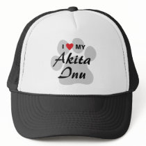 I Love (Heart) My Akita Inu Paw Print