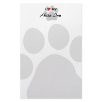 I Love (Heart) My Akita Inu Paw Print