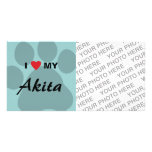 I Love (Heart) My Akita Paw Print