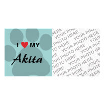I Love (Heart) My Akita Paw Print