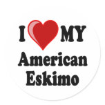 I Love (Heart) My American Eskimo Dog stickers