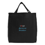 I Love (Heart) My American Wirehair Pawprint embroidered bags