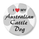 I Love (Heart) My Australian Cattle Dog magnets