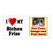 I Love (Heart) My Bichon Frise Dog Personalized Photo Card
