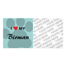I Love (Heart) My Birman Pawprint Personalized Photo Card