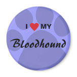 I Love (Heart) My Bloodhound Pawprint magnets