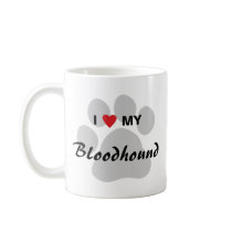 I Love (Heart) My Bloodhound Pawprint Coffee Mug