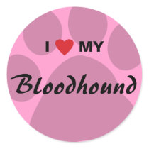 I Love (Heart) My Bloodhound Pawprint