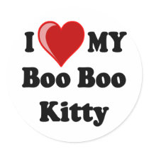I Love (Heart) My Boo Boo Kitty Cat Stickers