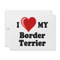 I Love (Heart) My Border Terrier Dog Personalized Announcements