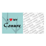 I Love (Heart) My Conure Bird Tracks Design photo cards