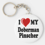 I Love (Heart) My Doberman Pinscher Dog Keychains