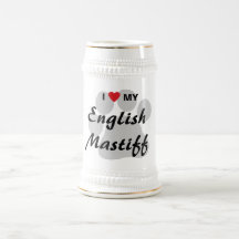I Love (Heart) My English Mastiff Pawprint Coffee Mugs