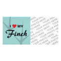 I Love (Heart) My Finch Bird Tracks Design photo cards