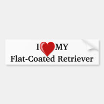 I Love (Heart) My Flat-Coated Retriever Dog Bumper Stickers