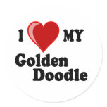 I Love (Heart) My Golden Doodle Dog Sticker