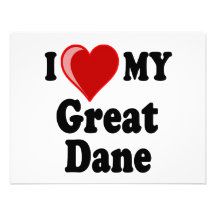 I Love (Heart) My Great Dane Dog Personalised Invitation