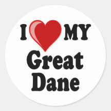 I Love (Heart) My Great Dane Dog Sticker