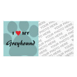 I Love (Heart) My Greyhound Paw Print photo cards