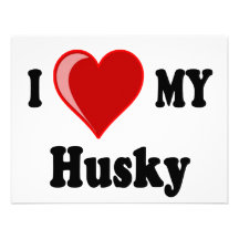 I Love (Heart) My Husky Dog Custom Invitation