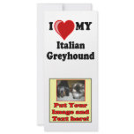 I Love (Heart) My Italian Greyhound Dog rack cards