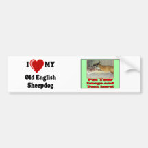 I Love (Heart) My Old English Sheepdog Dog Bumper Sticker