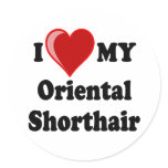 I Love (Heart) My Oriental Shorthair Cat stickers