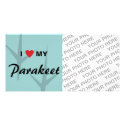 I Love (Heart) My Parakeet Bird Tracks Design photo cards