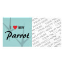 I Love (Heart) My Parrot Bird Tracks Design photo cards