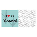 I Love (Heart) My Peacock Bird Tracks Design photo cards